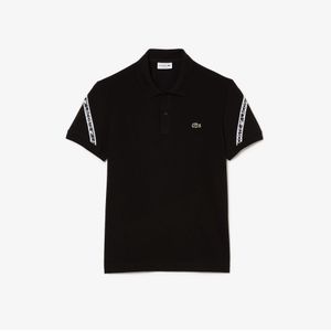 Men's Lacoste Regular Fit Stretch Mini Pique Polo Shirt in Black