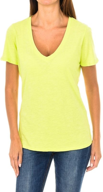 Dames - T-shirt - Koraal - 100% Katoen - Korte Mouwen - V-hals