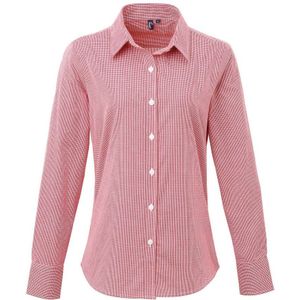 Premier Dames/Dames Gingham Shirt Met Lange Mouwen (Rood/Wit) - Maat 38