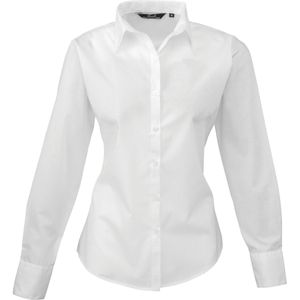 Premier Dames/Dames Popeline Blouse met Lange Mouwen (Wit)