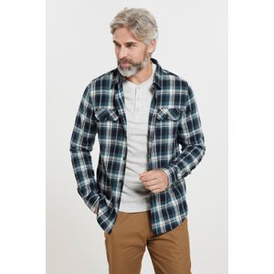 Mountain Warehouse Heren Overhemd - Kaki Groen - 100% Katoen - Geruite