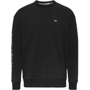 Tommy Jeans Sweaters Reg Linear Placement Crew Sweater Zwart