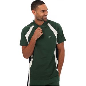 Men's Lacoste Cotton Mini-Pique Colourblock Polo Shirt in Green blue