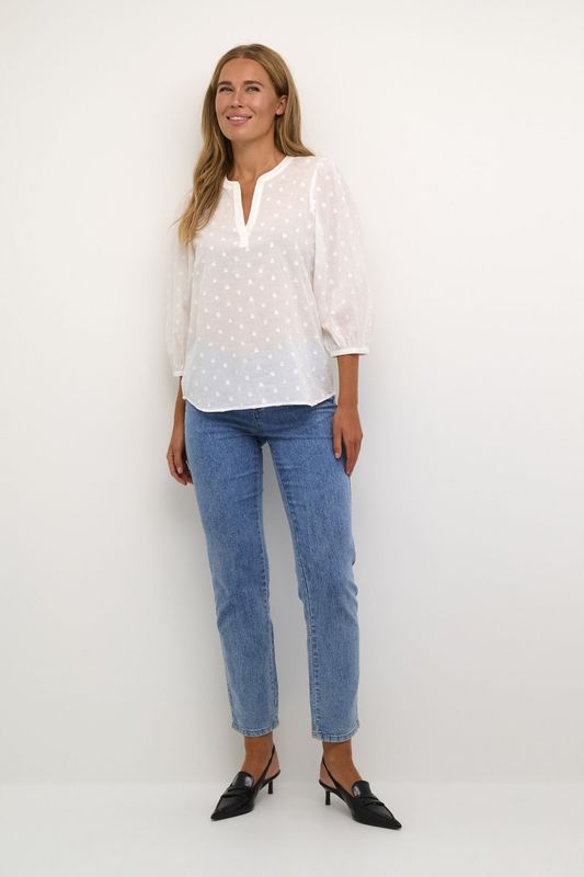 Kaffe, Dames, Blouses & Shirts, Wit, Maat: M Katoen,