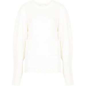 Silvian Heach - Dames Trui - Beige - Materiaal: Gebreid - Ronde Hals en Pofmouwen