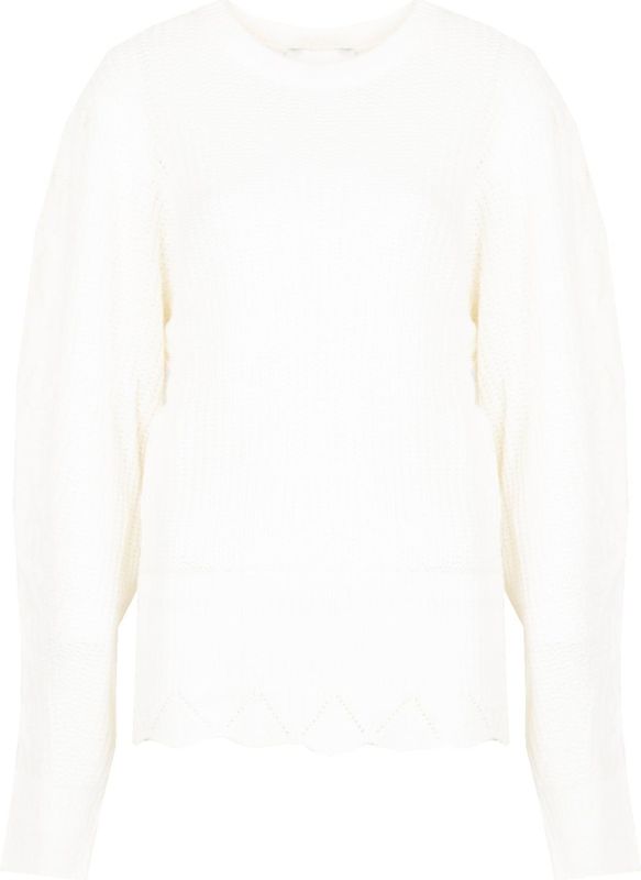 Silvian Heach - Dames Trui - Beige - Materiaal: Gebreid - Ronde Hals en Pofmouwen