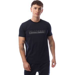 Heren Cruyff Glossy Chest Print T-shirt in Navy