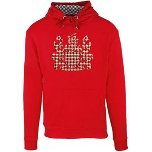 Aquascutum Geruit Aldis Crest Rode Hoodie - Maat XL