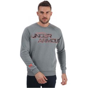 Under Armour UA Rival fleecesweatshirt met ronde hals, camouflageprint en scriptlogo voor heren, grijs