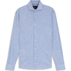 Heren Boss L-Hays Slim Fit Linnen overhemd in Turquoise