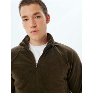 Koton - Sweatshirt - Kaki - Halve Rits - Sweatstof - Lange Mouw