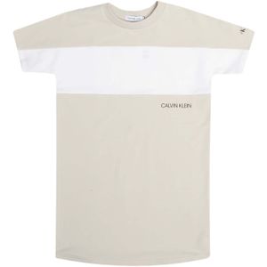 Calvin Klein Junior Colourblock T-shirt Jurk in beige voor meisjes