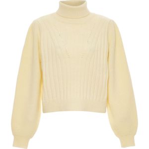 Dreimaster Trui met coltrui Dames wolwit