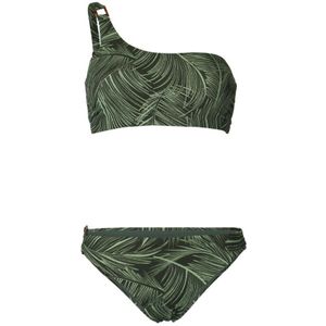 Brunotti Voorgevormde One Shoulder Crop Bikini Liesbeth Donkergroen - Maat L
