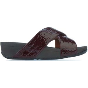 Fitflop Lulu-slippers Met Krokodillenprint - Donkerrood - Dames - Maat 38