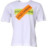 Dolce & Gabbana - White Logo Tape - T-shirt - Wit - Katoen