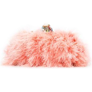 Vintage Dolce & Gabbana Vanda Feather Clutch on Chain Pink