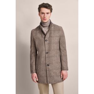 Tussenjassen - Beige - Slim Fit - Ruitdessin - Lange Mouwen - Zonder Capuchon