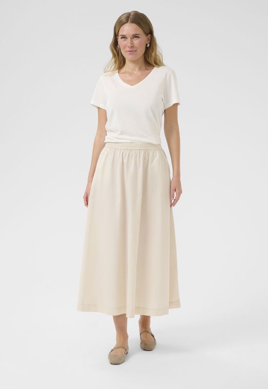 Cream - Devika - A-lijn Rok - Crème - 3/4 Lengte