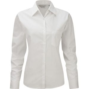 Jerzees Dames/Dames Lange Mouw Zuiver Katoenen Werkoverhemd (Wit)
