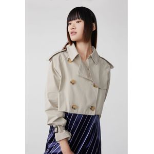 Lily Cropped Trench Coat Grijs