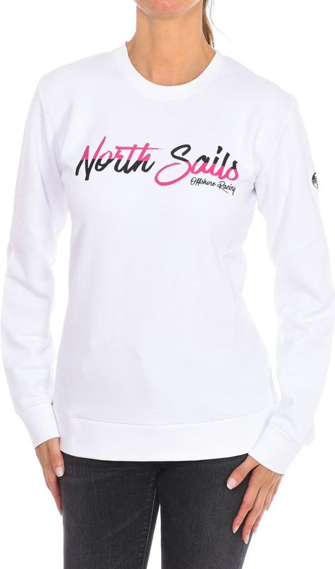 North Sails - Sweatshirt - Wit - Dames - Geribbelde Ronde Hals