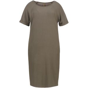 Punto di Roma - Korte Mouw Jurk - Olijfgroen - Met Zakken