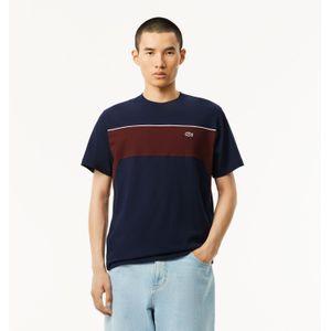 Lacoste - Katoenen Colour-Block T-shirt - Navy Rood
