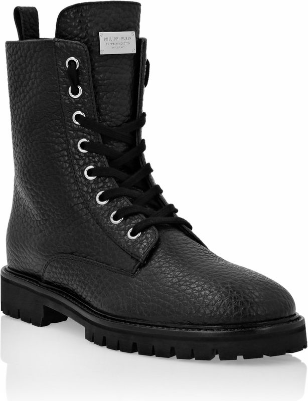 Philipp Plein - Leren Schoenen - Zwart - Dames - Kalfsleer met Hertenprint