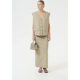 Gestuz - Gilet - Silver Sage - Linnen - Boxy Fit - Zijzakken met Klep