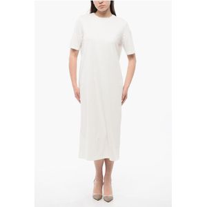 Katoenen jersey T-shirtjurk in wit
