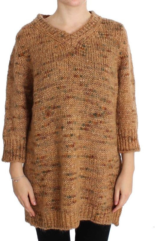 PINK MEMORIES Bruine Wolmix Gebreide Oversized Trui