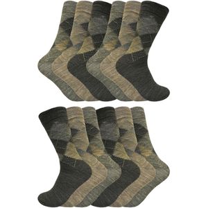 12 paar multiverpakking Argyle lamswollen herensokken - Bruin