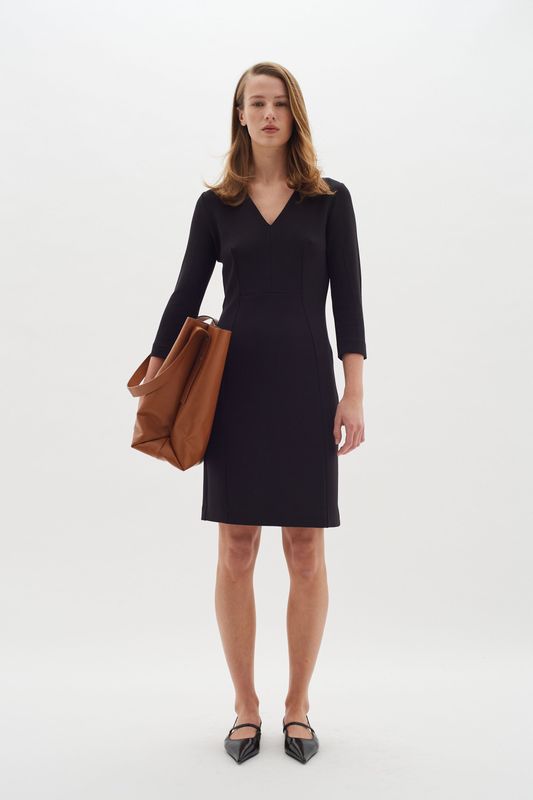 InWear - Zwarte Aansluitende Jurk - Dames - ¾ Mouwen - 2XL