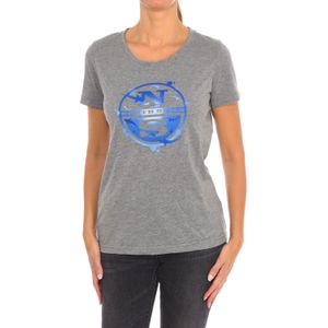 North Sails - T-shirt - Grijs - Katoen - Korte Mouwen met Geribbelde Hals