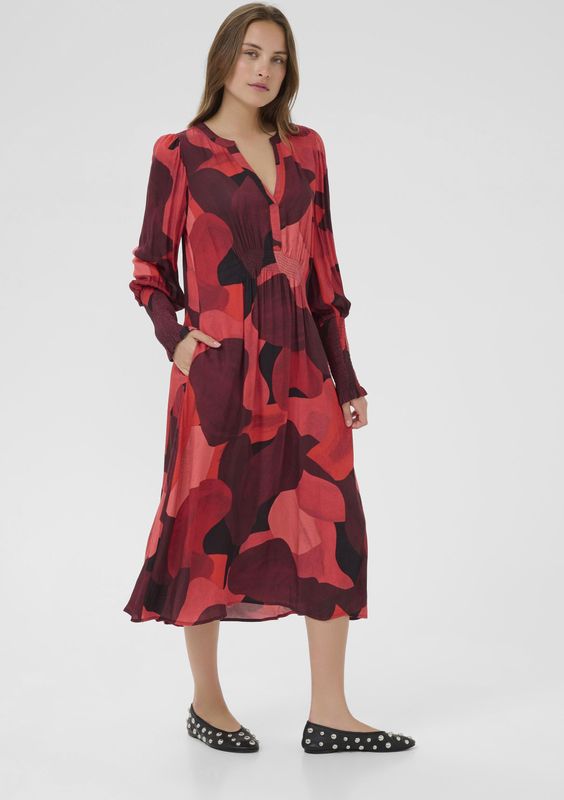 Jurk - CUdana - Midi-jurk - Rood - Relaxed fit