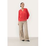 Part Two - Geplooide Blouse met V-Hals - Rood - Dames