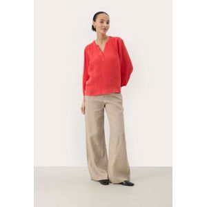 Part Two - Geplooide Blouse met V-Hals - Rood - Dames