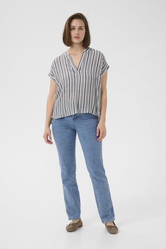 Kaffe - Gestreepte Blouse - Grijs - Dames