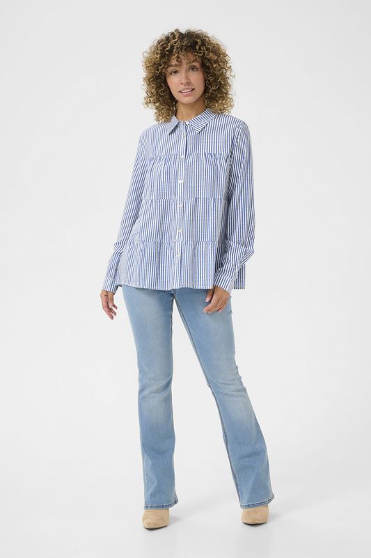 Cream Blouse 'Tiah Malinka'  blauw / wit