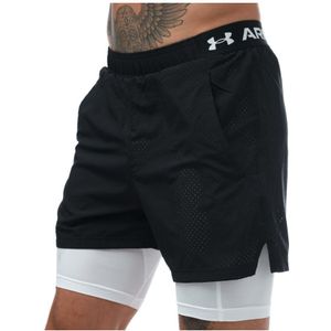 Men's Under Armour UA Vanish Woven 2-in-1 Vent Shorts In Black-White - Maat XL