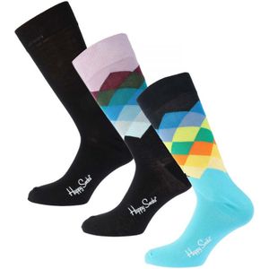 Heren Happy Socks Waterfall 3 Pack Sokken in Zwart
