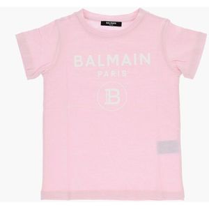 T-shirt met ronde hals en logoprint in roze