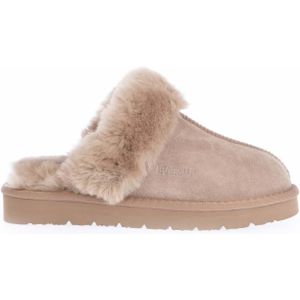 EverAu - Raven - Pantoffels - Tan - Koe Suède - Schapenvacht Wollen Binnenzool