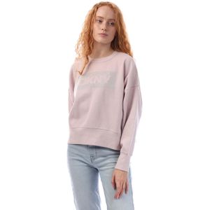 DKNY Dames/Dames Crosswalk Rhinestone Crew Neck Sweatshirt (Baby Roze)