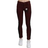 Costume National Damesspijkerbroek Donkerrood Mid Waist Slim Fit Katoen