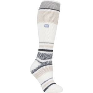 Heat Holders - Dames kniehoge thermo skisokken - Crème Streep
