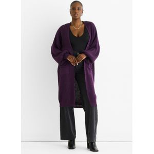 Paars grof gebreid lang vest