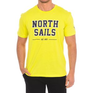 North Sails - T-shirt - Geel - Katoen - Korte Mouwen met Merkprint