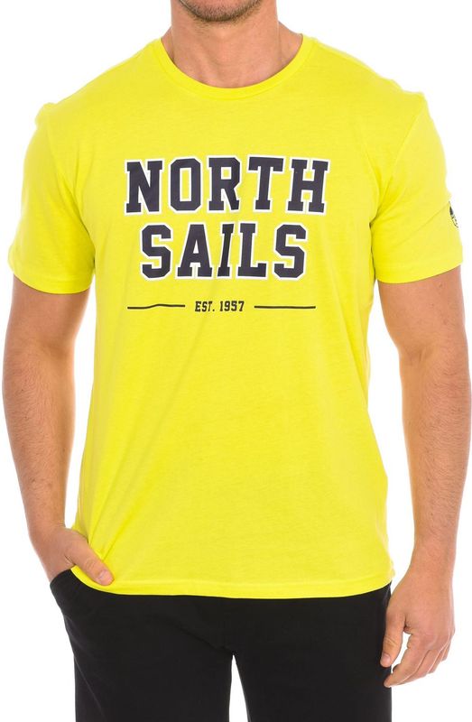 North Sails - T-shirt - Geel - Katoen - Korte Mouwen met Merkprint